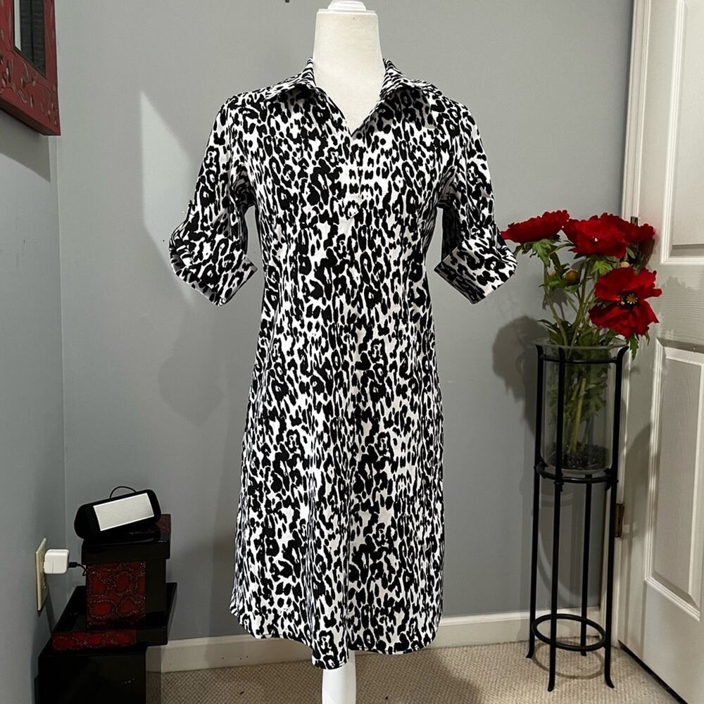 NEW Pure Amici Classic Popover City Fit Leopard Print Tennis Club Dress XS NWOT
